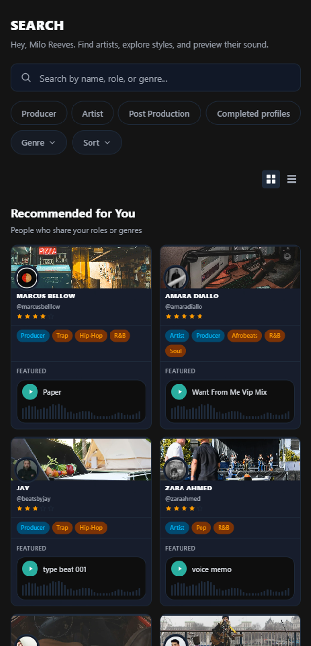 Tonivo search page on a phone